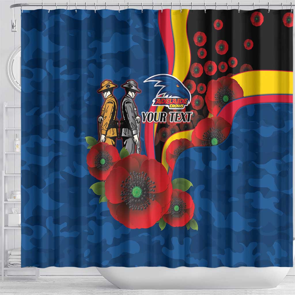Adelaide Crows ANZAC Personalised Shower Curtain Lest We Forget Poppy Camo