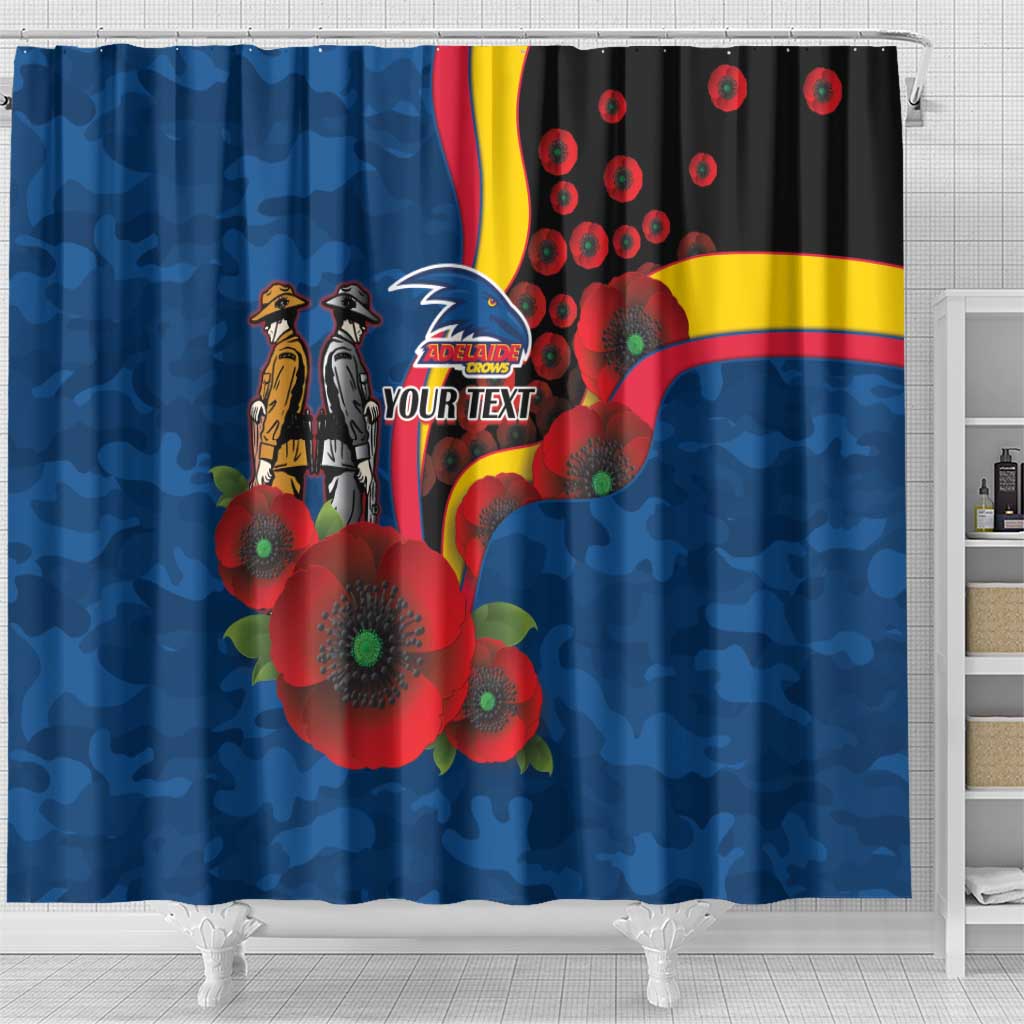 Adelaide Crows ANZAC Personalised Shower Curtain Lest We Forget Poppy Camo