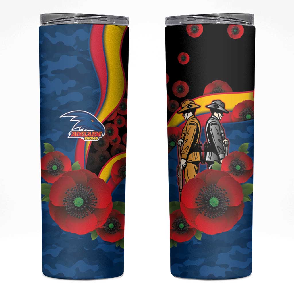 Adelaide Crows ANZAC Personalised Skinny Tumbler Lest We Forget Poppy Camo