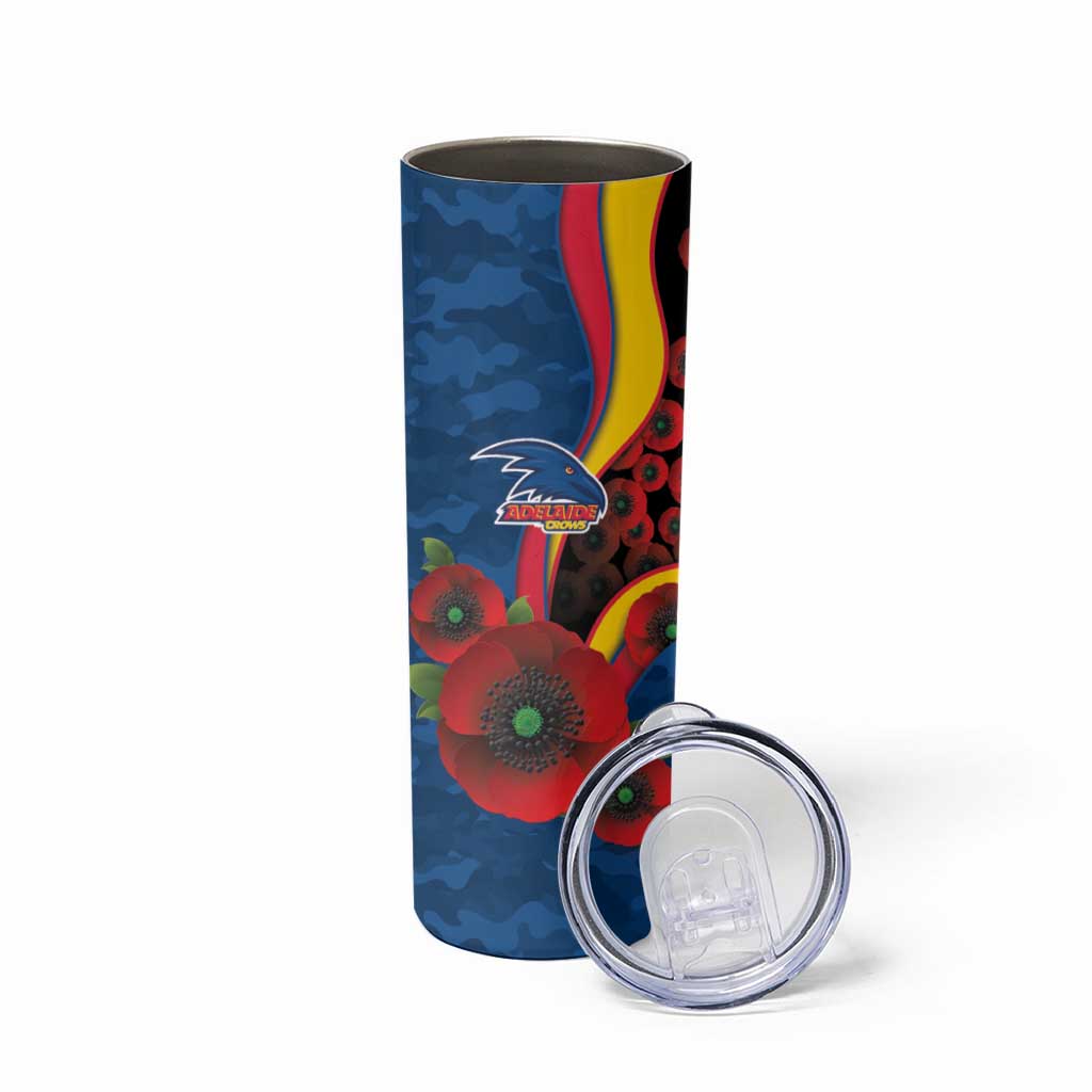 Adelaide Crows ANZAC Personalised Skinny Tumbler Lest We Forget Poppy Camo
