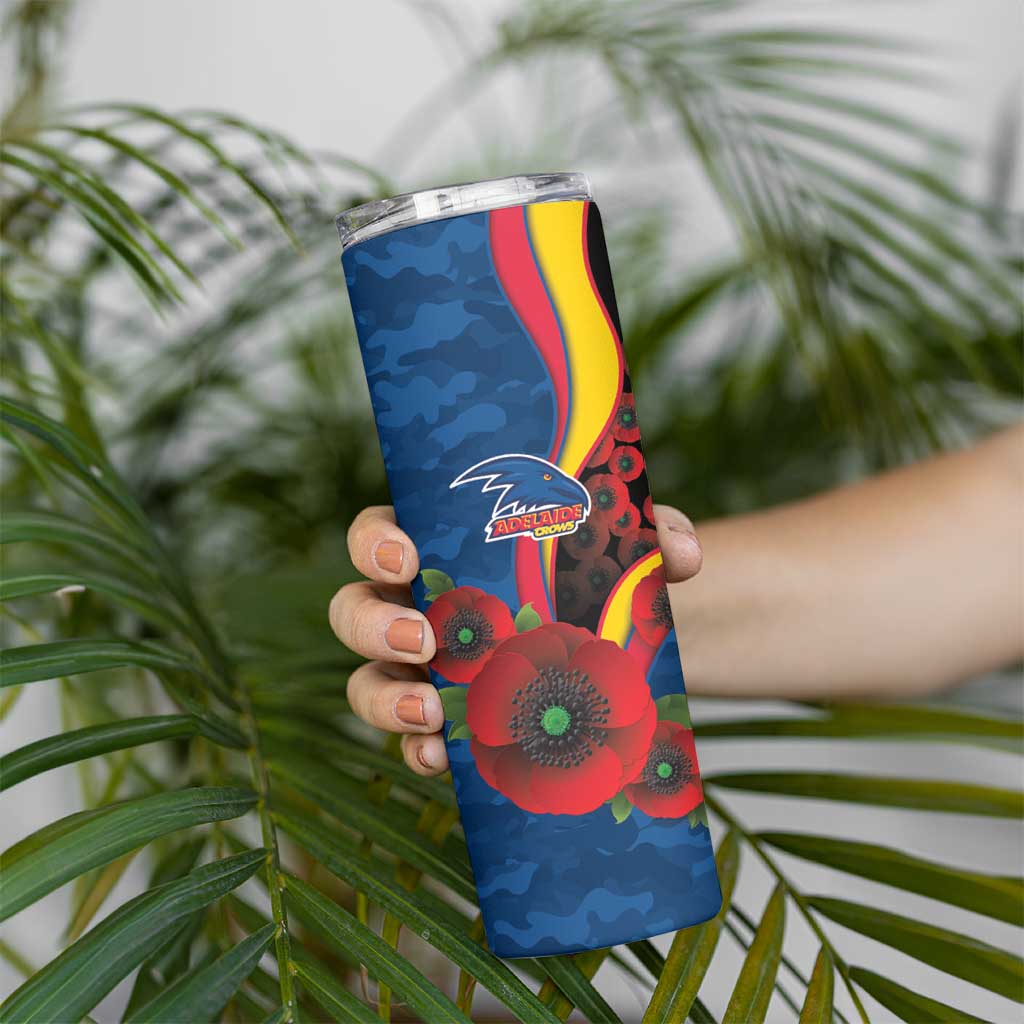 Adelaide Crows ANZAC Personalised Skinny Tumbler Lest We Forget Poppy Camo