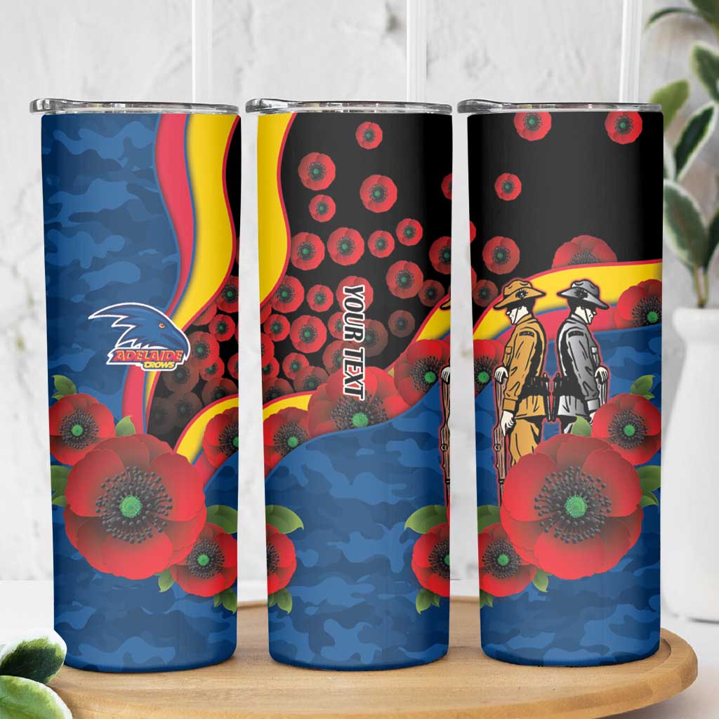 Adelaide Crows ANZAC Personalised Skinny Tumbler Lest We Forget Poppy Camo
