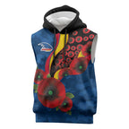 Adelaide Crows ANZAC Personalised Sleeveless Hoodie Lest We Forget Poppy Camo
