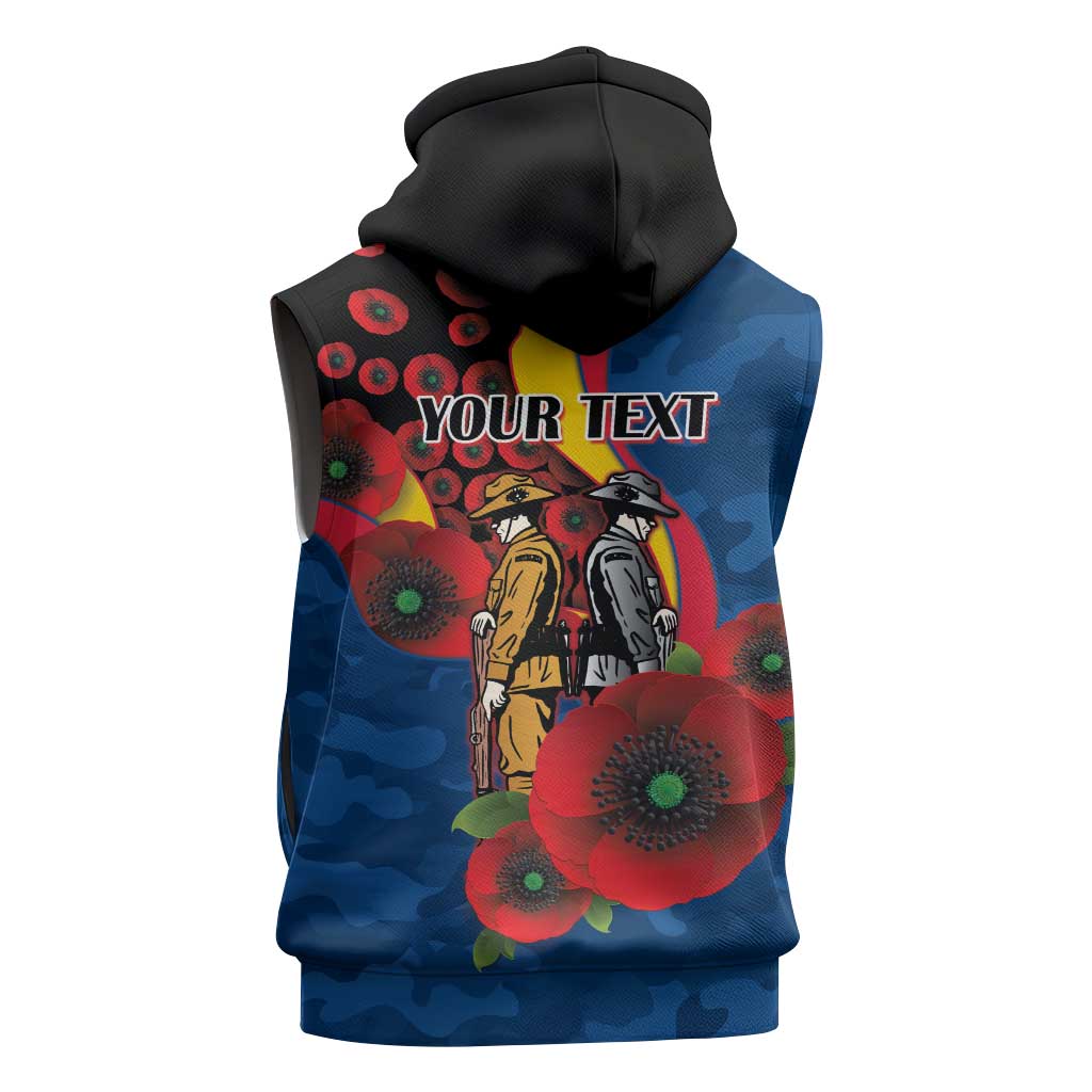 Adelaide Crows ANZAC Personalised Sleeveless Hoodie Lest We Forget Poppy Camo