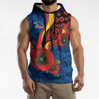 Adelaide Crows ANZAC Personalised Sleeveless Hoodie Lest We Forget Poppy Camo