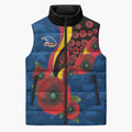 Adelaide Crows ANZAC Personalised Sleeveless Puffer Jacket Lest We Forget Poppy Camo