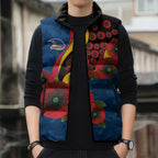 Adelaide Crows ANZAC Personalised Sleeveless Puffer Jacket Lest We Forget Poppy Camo