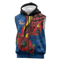 Adelaide Crows ANZAC Personalised Sleeveless Zip Hoodie Lest We Forget Poppy Camo