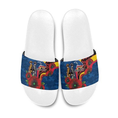 Adelaide Crows ANZAC Personalised Slide Sandals Lest We Forget Poppy Camo