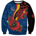 Adelaide Crows ANZAC Personalised Sweatshirt Lest We Forget Poppy Camo