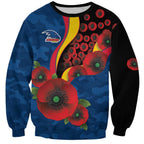 Adelaide Crows ANZAC Personalised Sweatshirt Lest We Forget Poppy Camo