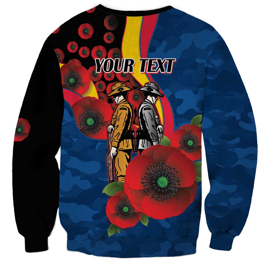 Adelaide Crows ANZAC Personalised Sweatshirt Lest We Forget Poppy Camo