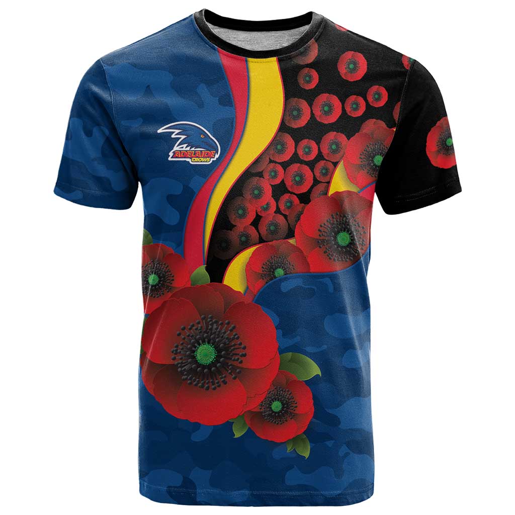 Adelaide Crows ANZAC Personalised T Shirt Lest We Forget Poppy Camo