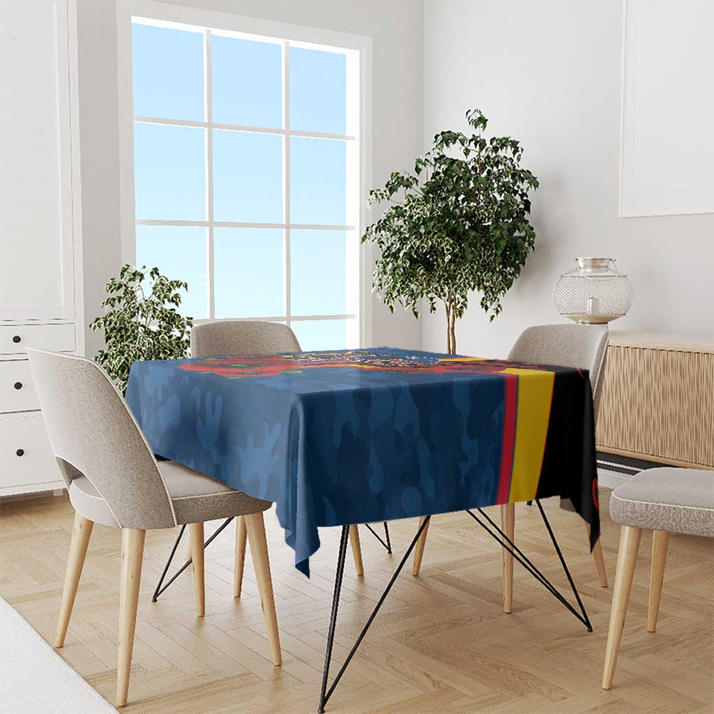 Adelaide Crows ANZAC Personalised Tablecloth Lest We Forget Poppy Camo