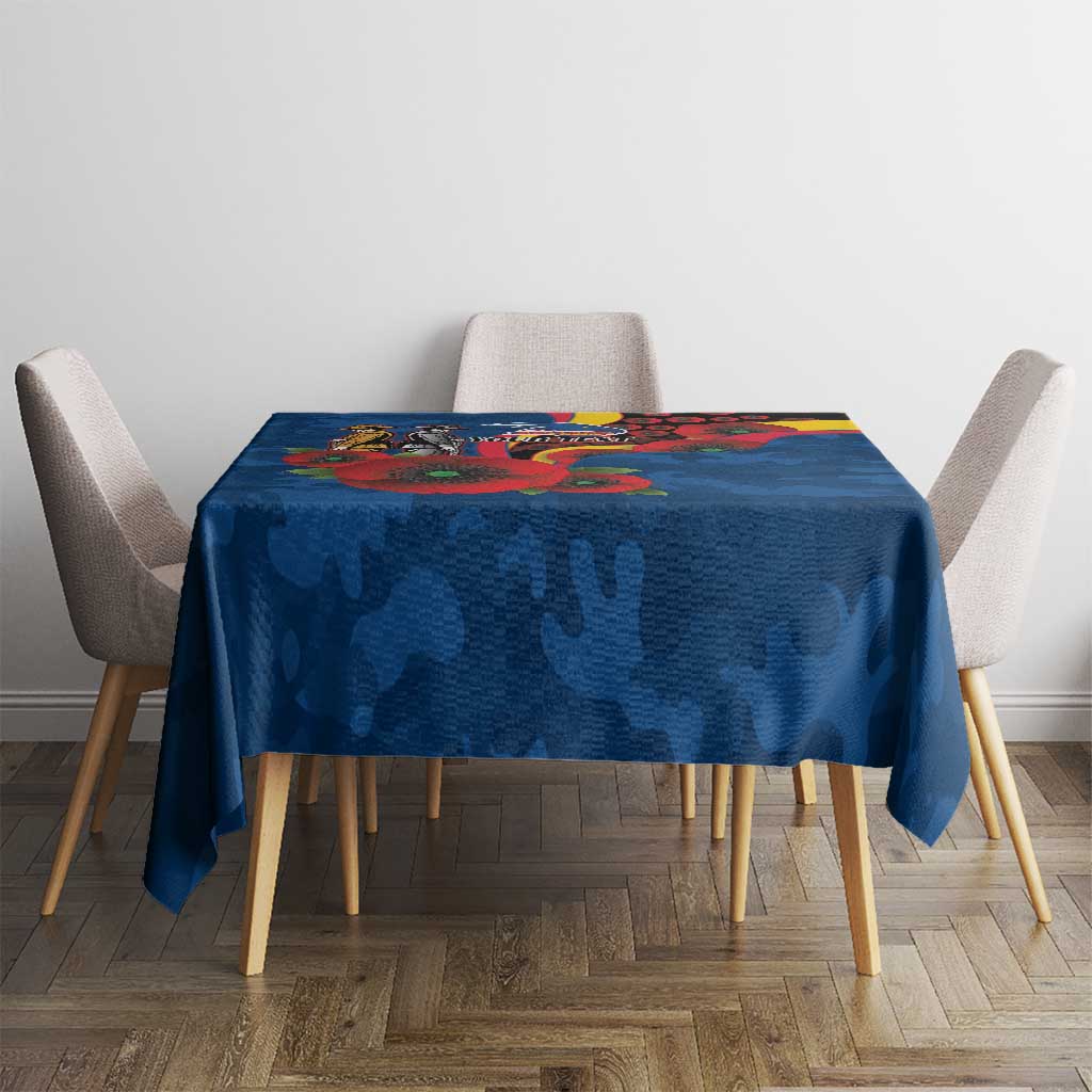 Adelaide Crows ANZAC Personalised Tablecloth Lest We Forget Poppy Camo