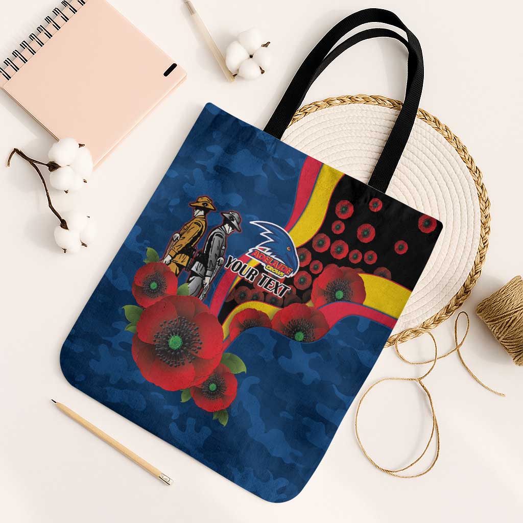 Adelaide Crows ANZAC Personalised Tote Bag Lest We Forget Poppy Camo