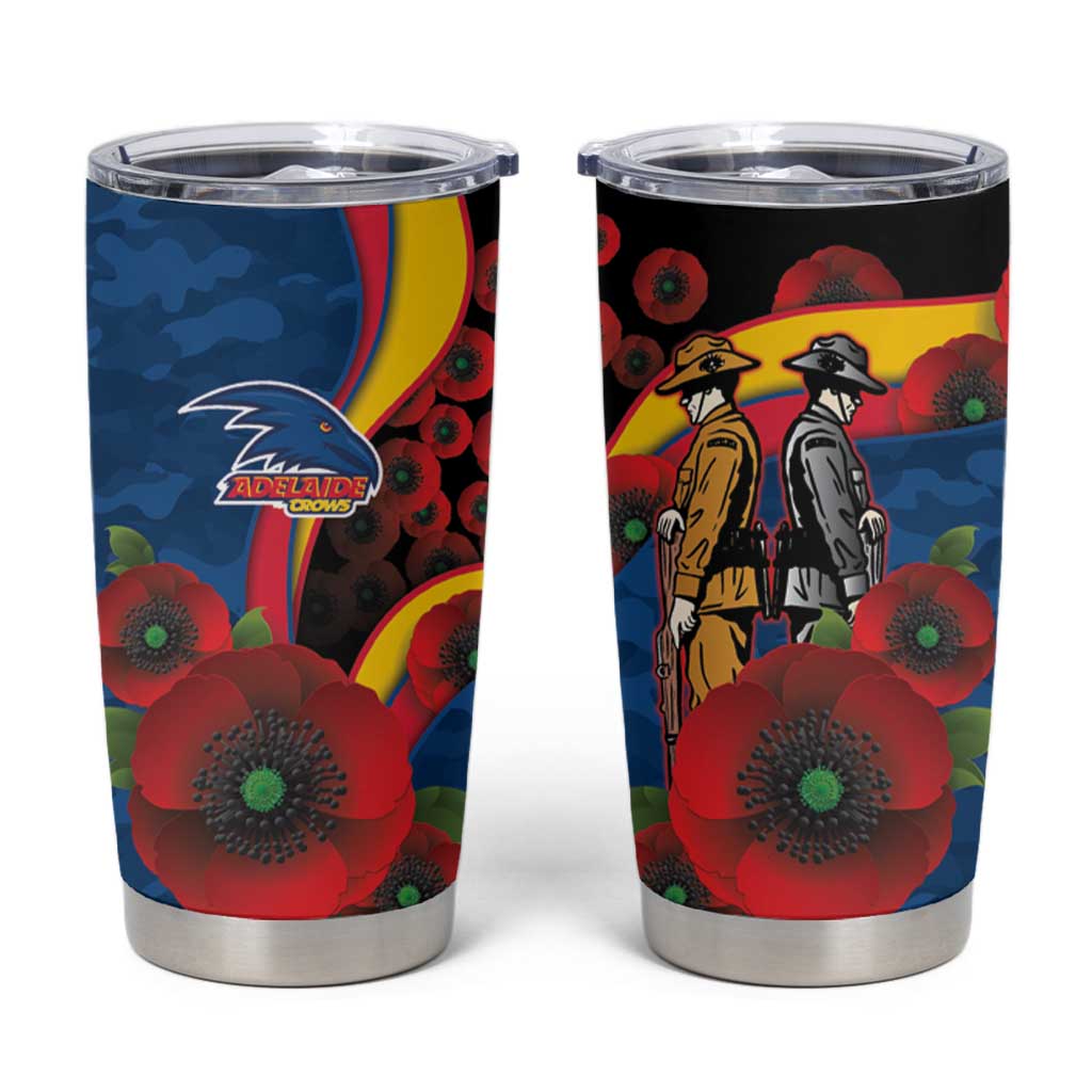Adelaide Crows ANZAC Personalised Tumbler Cup Lest We Forget Poppy Camo