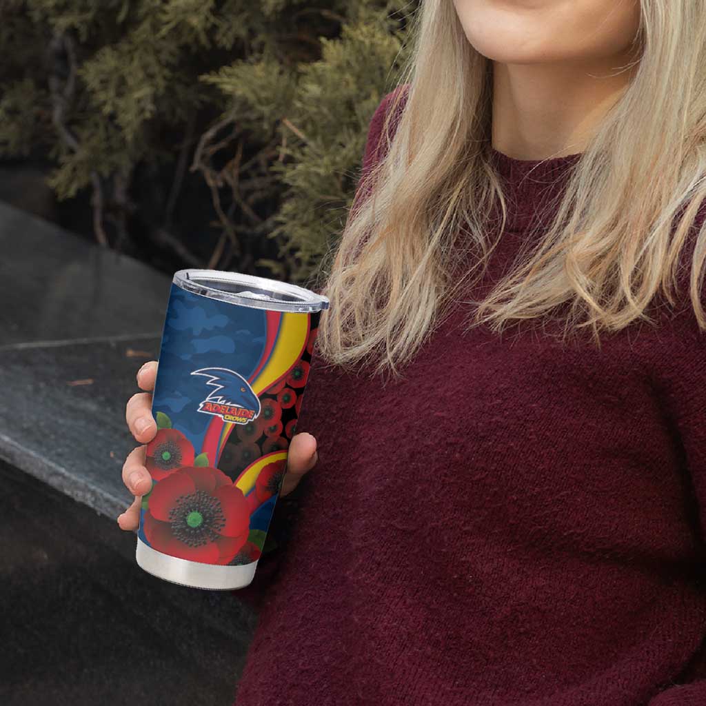 Adelaide Crows ANZAC Personalised Tumbler Cup Lest We Forget Poppy Camo