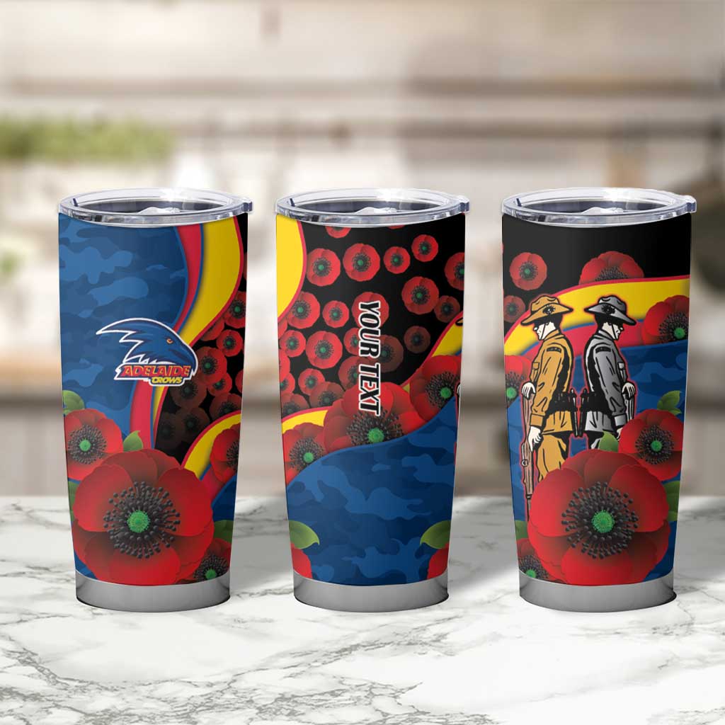 Adelaide Crows ANZAC Personalised Tumbler Cup Lest We Forget Poppy Camo