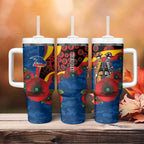 Adelaide Crows ANZAC Personalised Tumbler With Handle Lest We Forget Poppy Camo
