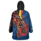 Adelaide Crows ANZAC Personalised Wearable Blanket Hoodie Lest We Forget Poppy Camo