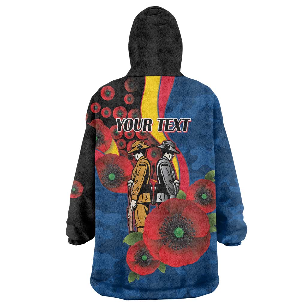 Adelaide Crows ANZAC Personalised Wearable Blanket Hoodie Lest We Forget Poppy Camo