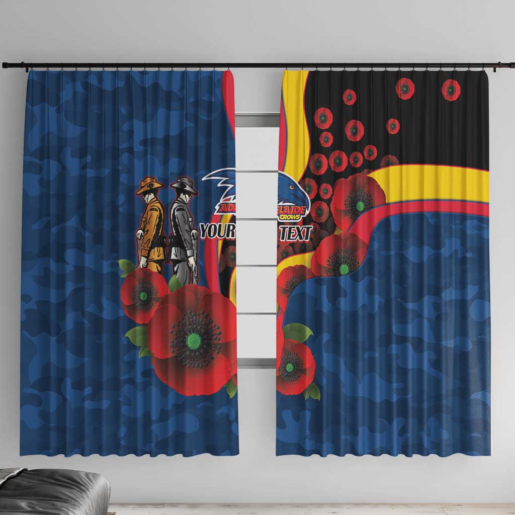 Adelaide Crows ANZAC Personalised Window Curtain Lest We Forget Poppy Camo