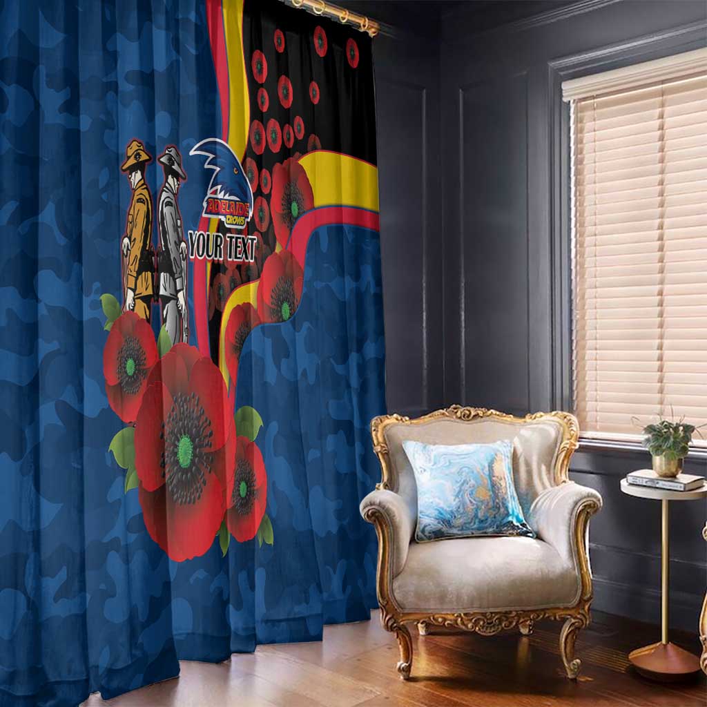 Adelaide Crows ANZAC Personalised Window Curtain Lest We Forget Poppy Camo