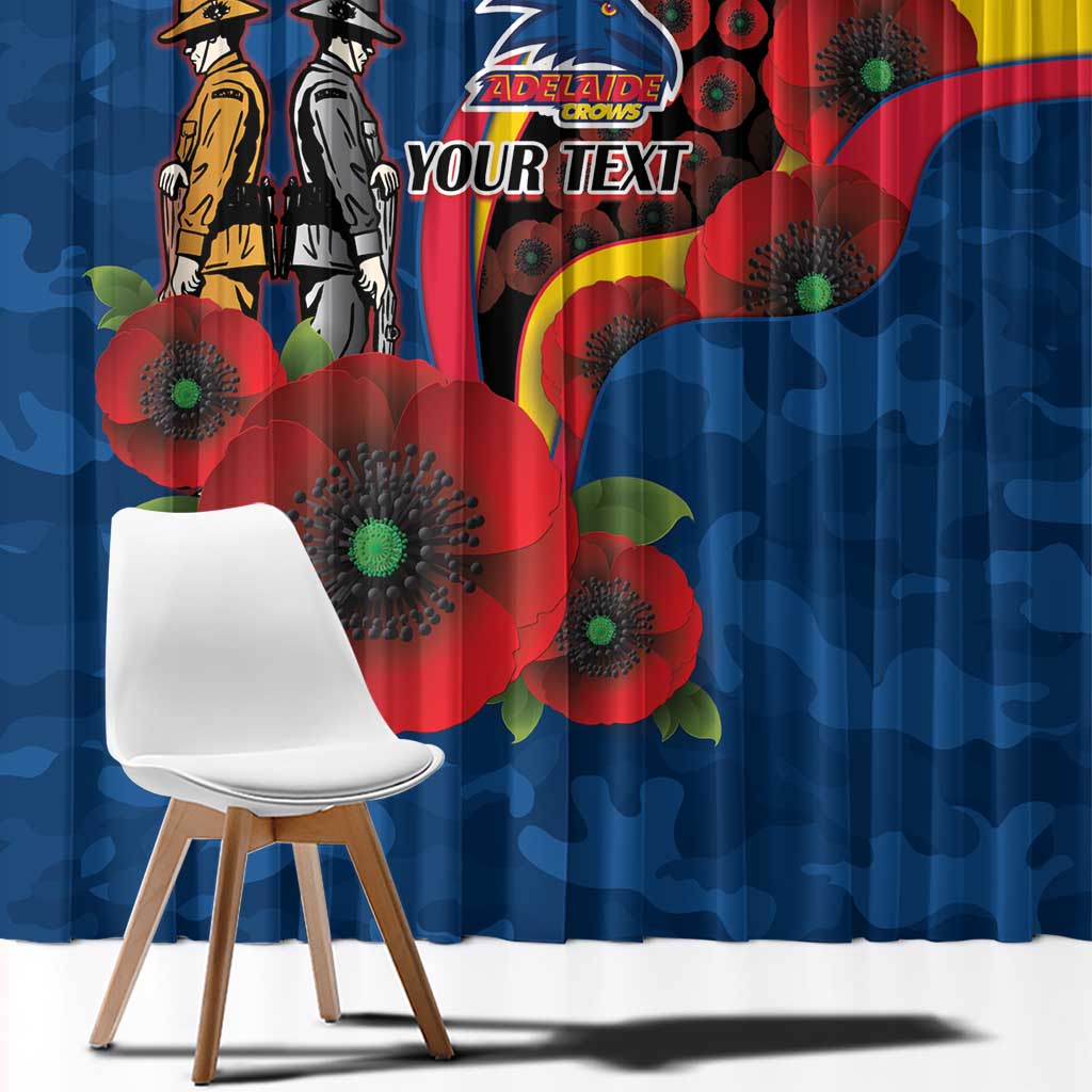 Adelaide Crows ANZAC Personalised Window Curtain Lest We Forget Poppy Camo