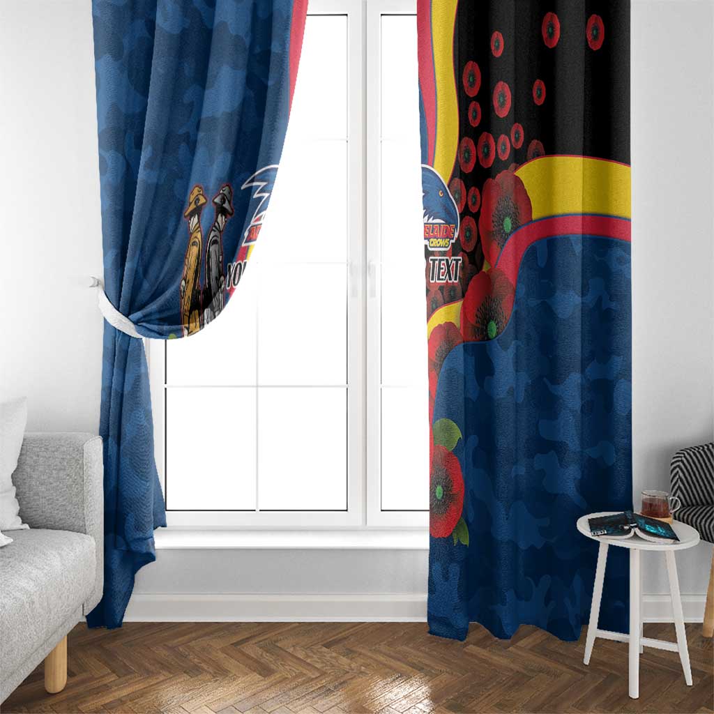 Adelaide Crows ANZAC Personalised Window Curtain Lest We Forget Poppy Camo