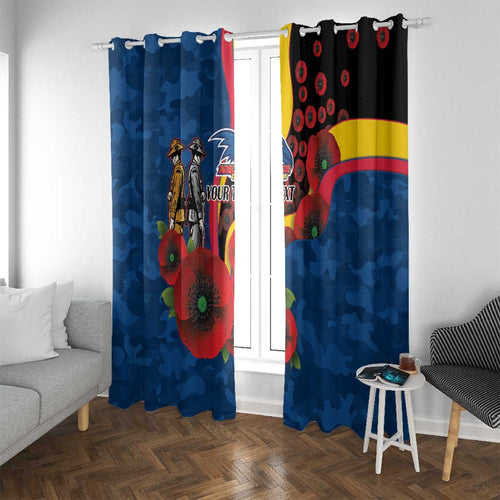 Adelaide Crows ANZAC Personalised Window Curtain Lest We Forget Poppy Camo