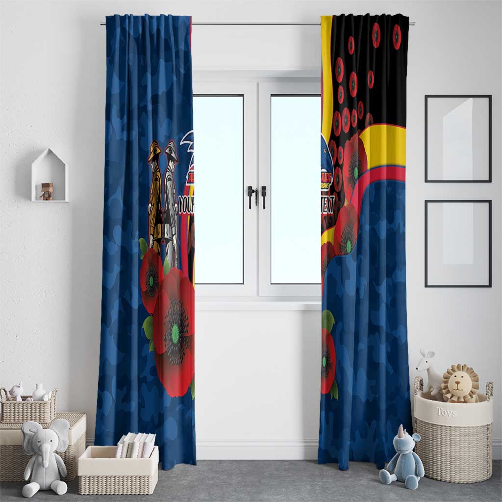 Adelaide Crows ANZAC Personalised Window Curtain Lest We Forget Poppy Camo