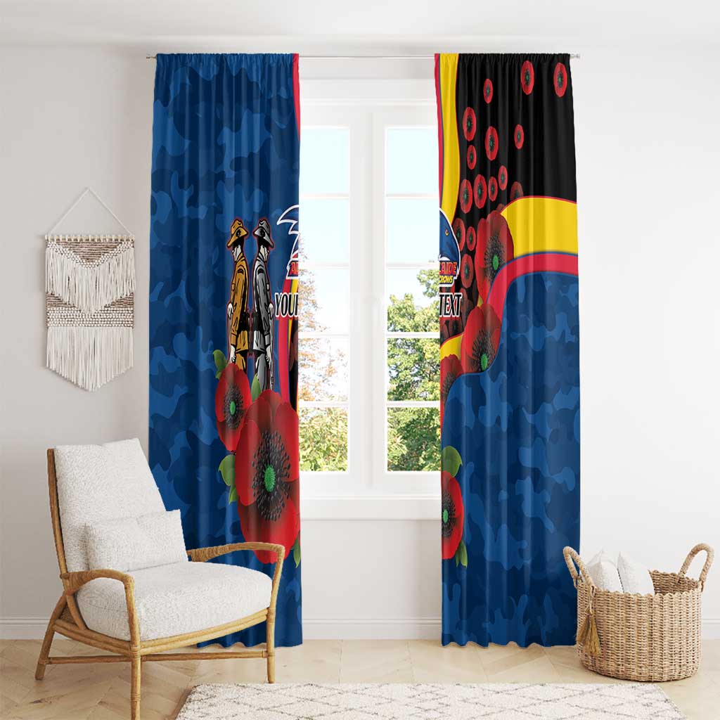 Adelaide Crows ANZAC Personalised Window Curtain Lest We Forget Poppy Camo