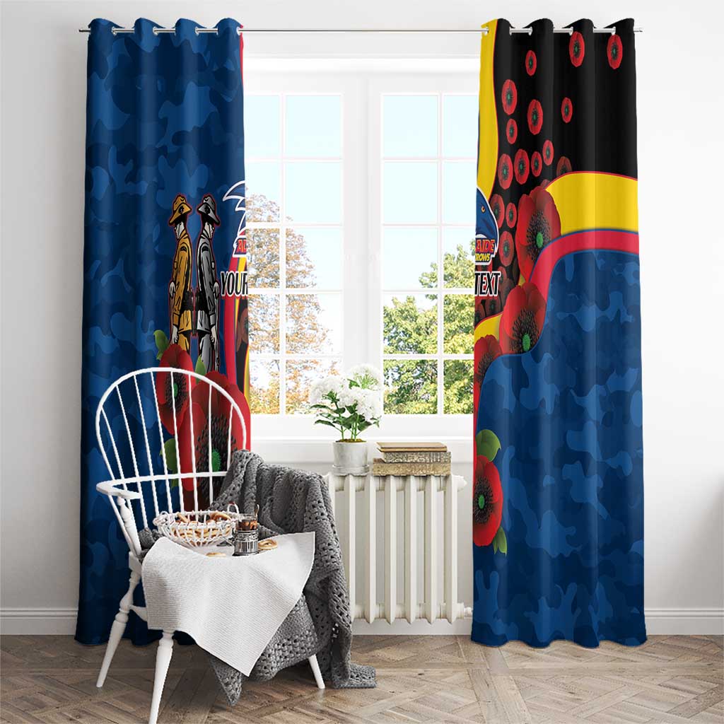 Adelaide Crows ANZAC Personalised Window Curtain Lest We Forget Poppy Camo