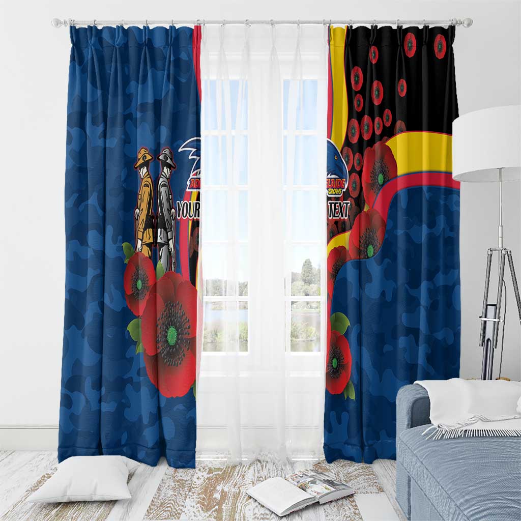 Adelaide Crows ANZAC Personalised Window Curtain Lest We Forget Poppy Camo