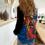 Adelaide Crows ANZAC Personalised Women Casual Shirt Lest We Forget Poppy Camo