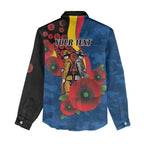 Adelaide Crows ANZAC Personalised Women Casual Shirt Lest We Forget Poppy Camo