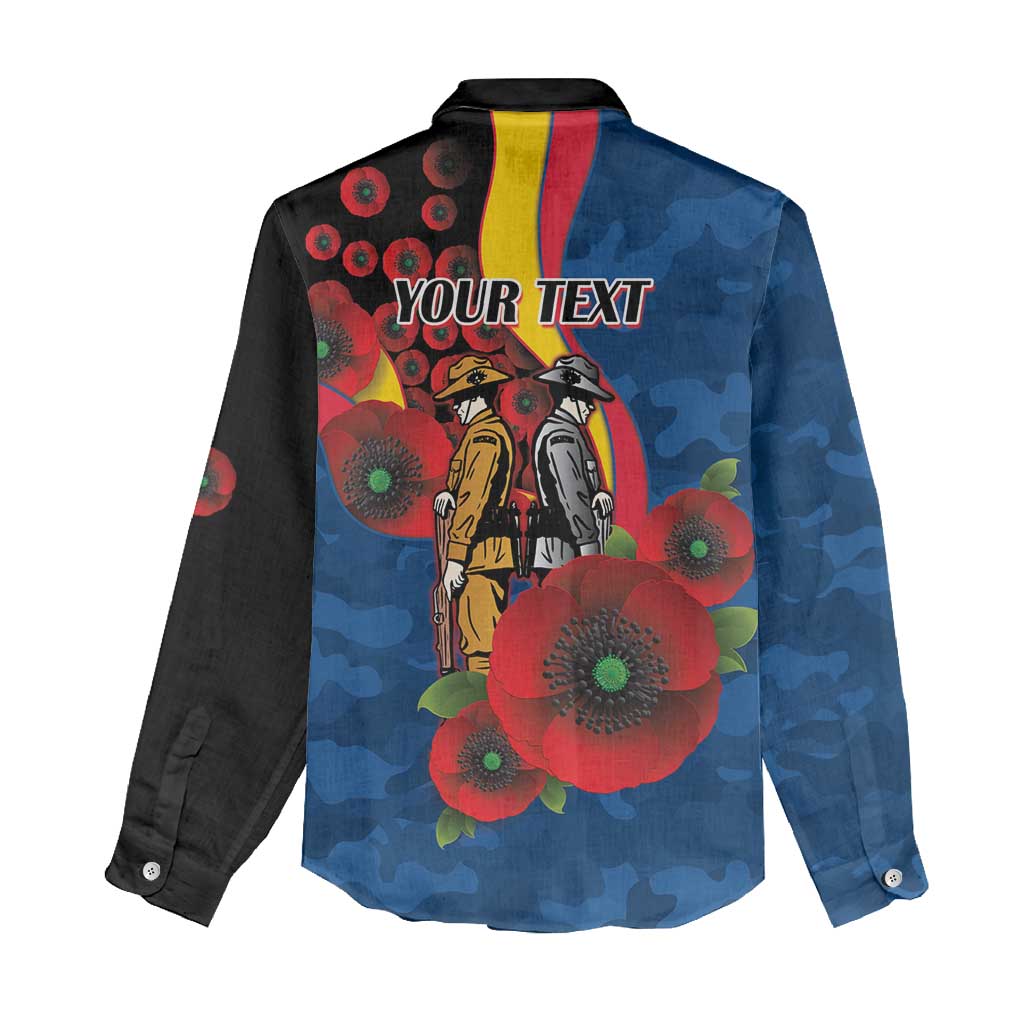 Adelaide Crows ANZAC Personalised Women Casual Shirt Lest We Forget Poppy Camo