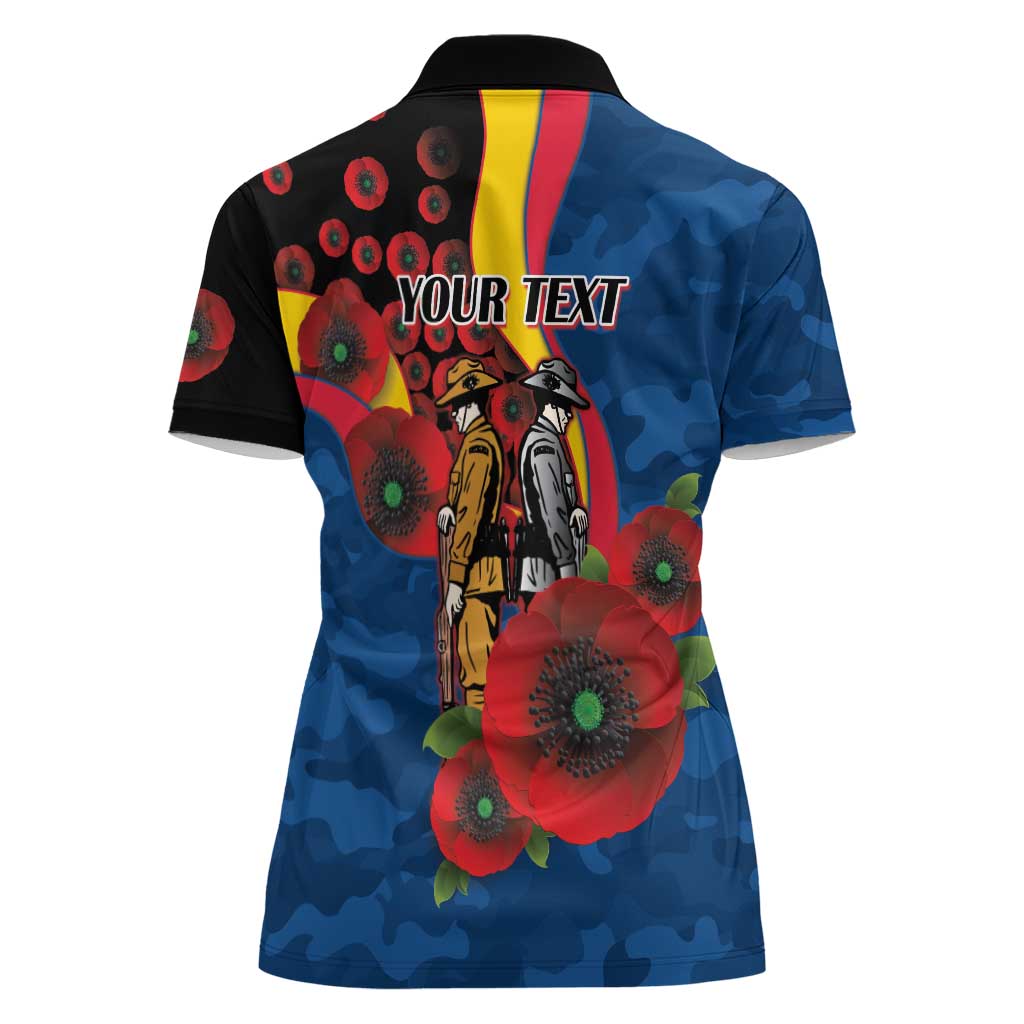 Adelaide Crows ANZAC Personalised Women Polo Shirt Lest We Forget Poppy Camo