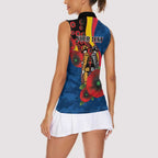 Adelaide Crows ANZAC Personalised Women Sleeveless Polo Shirt Lest We Forget Poppy Camo