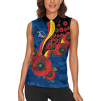 Adelaide Crows ANZAC Personalised Women Sleeveless Polo Shirt Lest We Forget Poppy Camo