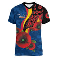 Adelaide Crows ANZAC Personalised Women V-Neck T-Shirt Lest We Forget Poppy Camo