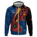 Adelaide Crows ANZAC Personalised Zip Hoodie Lest We Forget Poppy Camo