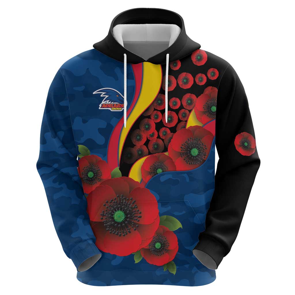 Adelaide Crows ANZAC Personalised Zip Hoodie Lest We Forget Poppy Camo