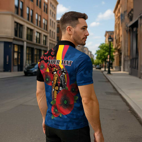 Adelaide Crows ANZAC Personalised Zipper Polo Shirt Lest We Forget Poppy Camo
