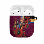 Brisbane Lions ANZAC Personalised AirPods Case Lest We Forget Poppy Camo