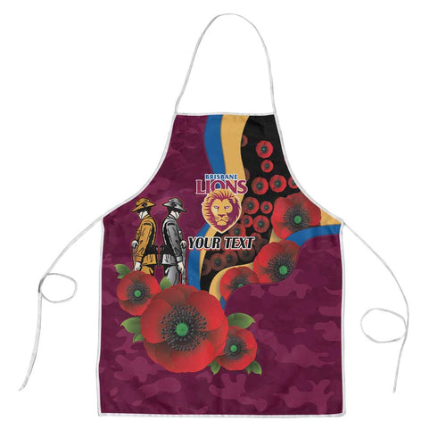 Brisbane Lions ANZAC Personalised Apron Lest We Forget Poppy Camo