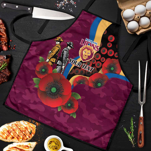 Brisbane Lions ANZAC Personalised Apron Lest We Forget Poppy Camo