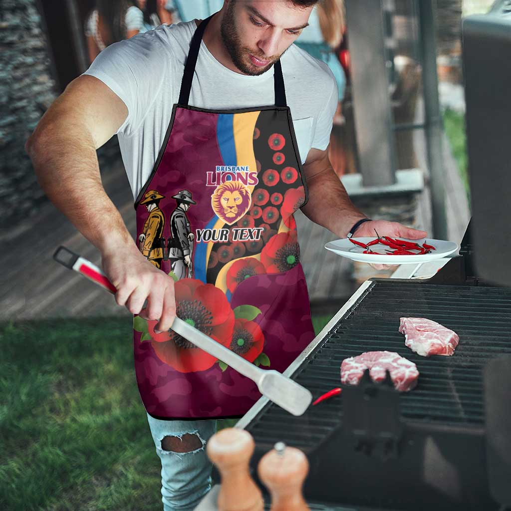 Brisbane Lions ANZAC Personalised Apron Lest We Forget Poppy Camo