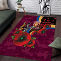 Brisbane Lions ANZAC Personalised Area Rug Lest We Forget Poppy Camo